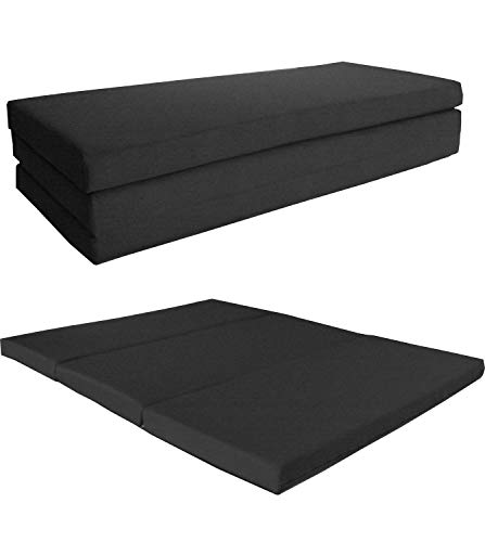 D&D Futon Furniture Queen Black Shikibuton Trifold Foam Beds 80 x 60 x 4, Folding Bed, Ottoman, Bench D&D Futon Furniture