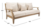 SAFAVIEH Couture Patio Martinique Natural and White Wood Outdoor Sofa, Natural/White SAFAVIEH