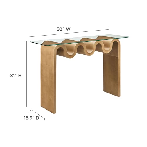 Modway Ondine Glass Console Table in Natural Modway