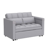 Convertible Sofa Bed, 3-in-1 Multi-Functional Velvet Sleeper Couch Pull-Out Bed, 48'' Loveseat Chaise Lounge with Adjustable Backrest and Pillows, Hidden Side Table for Living Room, Small Space ORRD