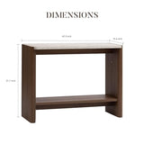 COSIEST 43.3" Farmhouse Console Table for Entryway, 2-Tier Sofa Table with Faux Stone Grain Top, Slim Accent Table for Hallway, Behind Couch, or Living Room, Brown Wood Look COSIEST
