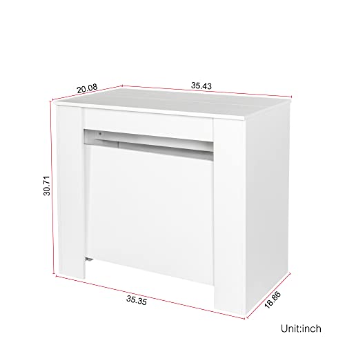 SSLine Rectangular Extendable Dining Table 35"-118" Super Long Conference Meeting Table for 6 8 12 People Modern White Expandable Kitchen Tables for Home Office Computer Table - WoodArtSupply