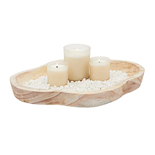 Okuna Outpost 16 In Handmade Wooden Dough Bowls for Decor, Paulownia Wood Cross Shaped Dough Bowl Okuna Outpost