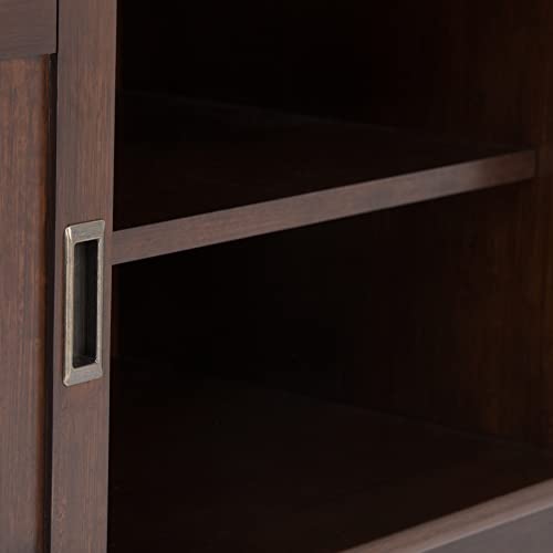 SIMPLIHOME Draper SOLID WOOD Universal TV Media Stand, 60 inch Wide,Industrial, Living Room Entertainment Center, Storage Shelves and Cabinets, for SIMPLIHOME