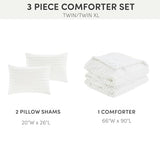 Comfort Spaces Cotton Comforter Set Jacquard Pom-Pom Tufts Design, Down Alternative, All Season Modern Bedding, Matching Shams, Twin/Twin XL, Phillips, Ivory Comfort Spaces