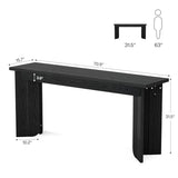 Tribesigns Farmhouse Console Table, 70.9-Inch Extra Long Console Table, Wood Sofa Table Behind Couch with Widened Tabletop & Sturdy Double Pedestal for Living Room, Hallway, Foyer (Black) Tribesigns