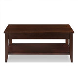 Leick Home 10504 Laurent Two Drawer Coffee Table with Shelf, Chocolate Cherry Leick Home