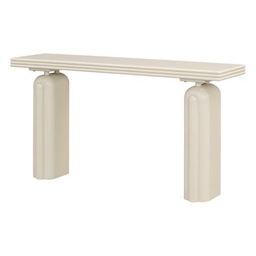 LXBB 60" Chic, Elegant and Luxurious Console Table, Acacia Veneer Extra Long Entryway Table, Wooden Sofa Side Table for Entryway, Hallway, Living Room, Foyer, Corridor (Beige-04) LXBB