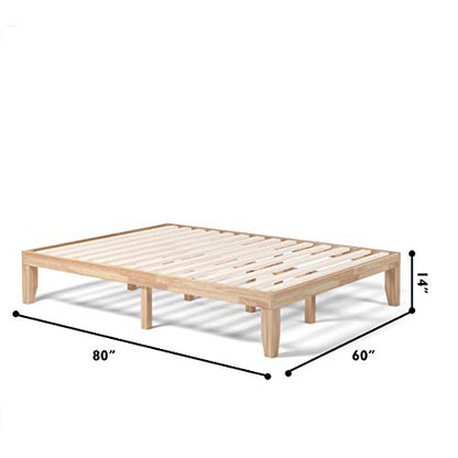 Giantex 14 Inch Queen Wood Platform Bed Frame, Minimalist Mattress Foundation with Solid Rubber Wood, Heavy Duty Wood Slat Support, Without