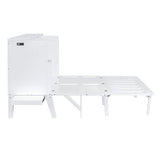 Merax Murphy Bed Queen Size with USB Port and Slide-Out Shelves on Each Side, 2-in-1 Foldable Bed Frame Cabinet Desk for Bedroom Guest Room Living Room (White) Merax