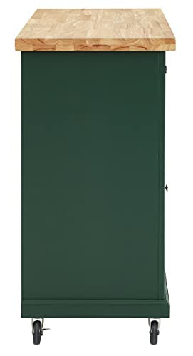 Crosley Furniture Madison Kitchen Island with Solid Wood Top and Optional Casters, Emerald Green Crosley Furniture