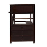 Twin Size Loft Bed with Desk and Drawers, Solid Wood Loft Bed with Storage Shelves for Kids Teens Adults - Espresso Bellemave