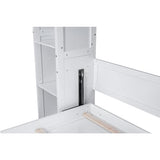 Ball & Cast Queen Size Murphy Bed Wall Bed with Shelves and LED Lights,can be Folded,Hideaway Cabinet Bed Frame W/ 2 Five-Layer Cabinets,Slat Support,for Apartment,Bedroom,Guest Room,White Ball & Cast