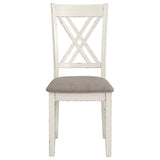 Coaster Home Furnishings - Fortress - Wood - 7-Piece Rectangular Dining Table Set – Farmhouse Style with Double-Cross Back Armless Side Chairs - Dining Room - Vintage White, Chestnut Brown - 190721 Coaster Fine Furniture