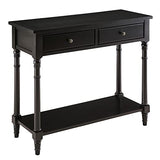 Entry Console Table with 2 Storage Drawers and Open Shelf, Traditional Console Table with Solid Wood leg, Foyer Tables for Entryway, Hallway, Blank Wall, 35.4”L x 13.8”W x 30.1”H, BlacK SFZ004BK VERDANTREE