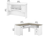 Bush Furniture Fairview L Shaped Desk with Hutch, Drawers and Storage Cabinet Corner Computer Table for Home Office with Pewter Accents, 60W, Shiplap Gray/Pure White Bush Business Furniture