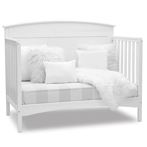 Delta Children Archer Solid Panel 4-in-1 Convertible Baby Crib - Greenguard Gold Certified, Bianca White Delta Children