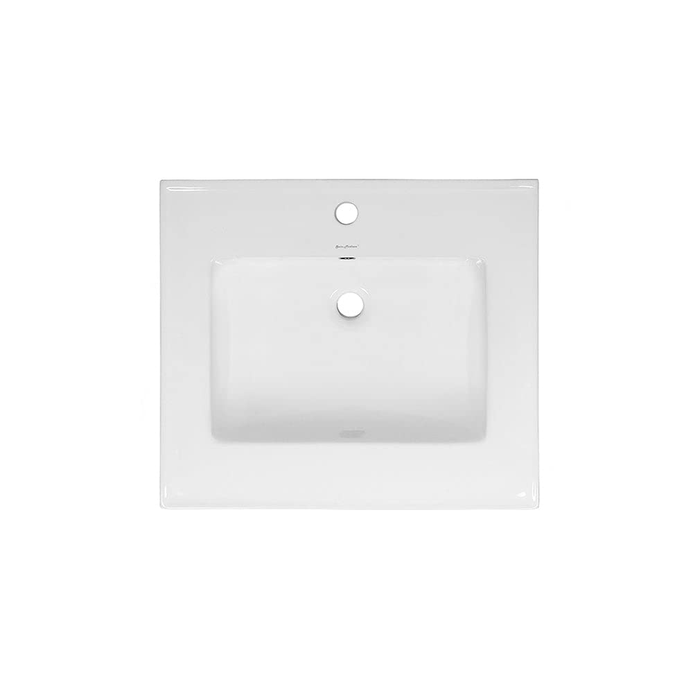 Swiss Madison Drop In Ceramic Well Made Forever Swiss Madison SM-VT324 Vanity Top, 18.5"D x 24.25"W x 6.75"H, Glossy White Swiss Madison