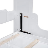 Merax Queen Size Murphy Bed Frame, Modern Wall Bed Can Be Folded into Cabinet, Chair with Cushion, White Merax