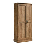 Sauder Miscellaneous 2-Door Swing Out Storage Pantry Cabinet, L: 32.17" x W: 17.13" x H: 72.09", Rural Pine Finish Sauder