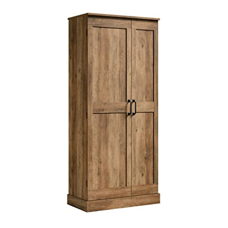 Sauder Miscellaneous 2-Door Swing Out Storage Pantry Cabinet, L: 32.17" x W: 17.13" x H: 72.09", Rural Pine Finish Sauder
