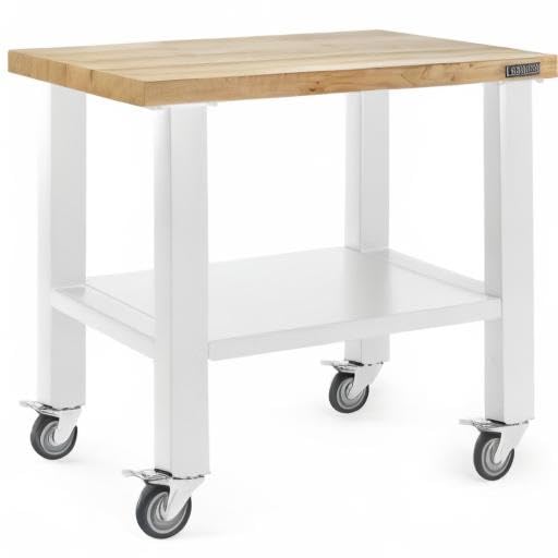 Gladiator Wide 3' Mobile Workstation, Hammered White Gladiator