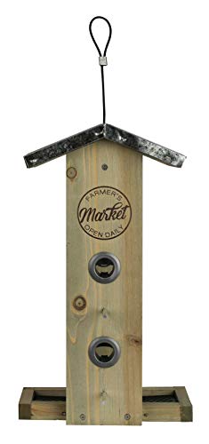 Wild Wings WWGF1-DECO Galvanized Weathered Vertical Cedar Bird Hopper Feeder Wild Wings