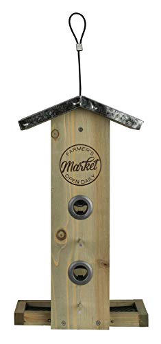 Wild Wings WWGF1-DECO Galvanized Weathered Vertical Cedar Bird Hopper Feeder - WoodArtSupply