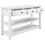 Mid-Century Console Table Modern Solid Wood Frame Sofa Table with 2 Tier Open Shelves and 3 Top Storage Drawers Entryway Table for Living Room Hallway Foyer, Easy Assembly Knocbel