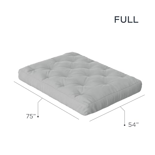 Royal Sleep Products by The Futon Factory 8 inch Memory Foam Futon Mattress - Cover - Size - CertiPUR Certified Foams - Made in The USA (Frame Not Included) (Grey, Full) Royal Sleep Products