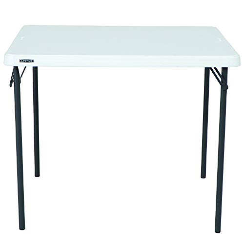 LIFETIME 80783 37-Inch Commercial Grade Square Folding Card Table, White Granite LIFETIME