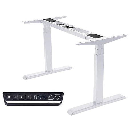 Fromann Dual Motor Standing Desk Frame 3 Tier Legs Sit Stand up Electric Height Adjustable Desk Base for Home and Office (White) Fromann
