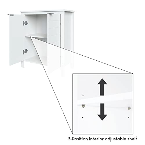 RiverRidge Madison Two Door Floor Bathroom Storage Cabinet Freestanding Linen Cabinet with 3 Shelves and Double Doors Bathroom Cabinet for Towel Storage RiverRidge