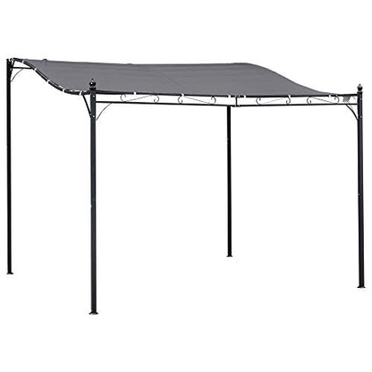 Outsunny 10' x 10' Steel Outdoor Pergola Gazebo, Patio Canopy with Weather-Resistant Fabric and Drainage Holes for Backyard, Deck, Garden, Gray - WoodArtSupply