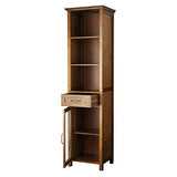 Teamson Home Avery Wooden Bathroom Linen Tower Cabinet with 1 Drawer 3 Adjustable Interior Shelves and 6 Storage Spaces, Oiled Oak Teamson Home