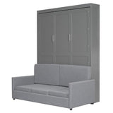 Ball & Cast Queen Size Murphy Bed Wall Bed with Sofa,can be Folded,Multifunctional Hideaway Cabinet Bed Frame,No Box Spring Needed,for Apartment,Bedroom,Guest Room,Gray Ball & Cast