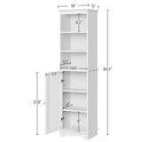 Yaheetech Tall Slim Bathroom Storage Cabinet with 3 Shelves, Enclosed Door, and Modern Design in White Yaheetech