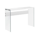 Monarch specialties , Console Sofa Table, Tempered Glass, Glossy White, 44"L Monarch Specialties