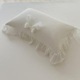 SOUKECHY Ruffled Bedding Bow Duvet Cover Set with Butterfly Tie, Soft Brushed Microfiber Shabby Chic Bedding Set with Zipper Closure-White,Queen SOUKECHY