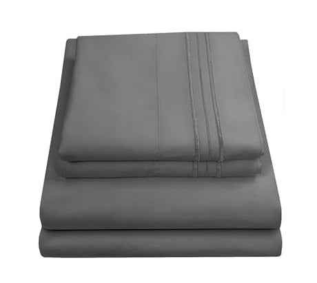 Full Size Sheet Sets - Breathable Luxury Sheets with Full Elastic & Secure Corner Straps Built In - 1800 Supreme Collection Extra Soft Deep Pocket Bedding Set, Sheet Set, Full, Gray Sweet Home Collection