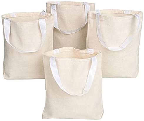 GiftExpress Pack of 26 Canvas Tote Bag Bulk, Cotton Totes for Embroidery, Crafting , DIY Projects, Bridesmaids Totes, Reusable Grocery Shopping Bags, 13 x 11 Inch(26 Pack) GiftExpress