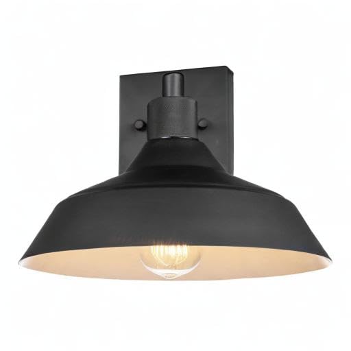 Globe Electric Modern Farmhouse Wall Sconce, Matte Black, 12 x 11 x 9 inches, Indoor/Outdoor, Kitchen, Porch Decor, 60W Bulb GLOBE