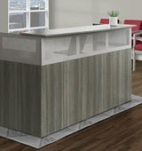NBF Modern Reception Desk with Counter - 72" W x 29" D Durable Retail Checkout - Front Desk Reception for Office Lobby Salon Store (Gray) nbf signature series