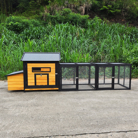 114" Wooden Chicken Coop with Outdoor Run HouseOfZazla
