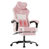 SUKIDA Plush Fabric Gaming Executive Office Chair, Ergonomic High-Back Computer Desk Chair with Large Adjustable Lumbar Support, Headrest and Linked Armrests for Long Hours Sitting Task Chair, Pink SUKIDA