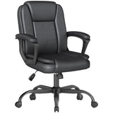 Keratee Executive Office Chair, Leather Desk Computer Chair with Padded Armrests, Mid-Back Swivel Adjustable Ergonomic Design for Home Office, 1PC, Black Keratee