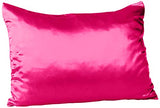 Morning Glamour Single Satin Pillowcase for Hair & Skin, Similar to Silk, Standard/Queen Size, Cooling Pillow Case with Envelope Closure, Gifts for Women, 20”x26” Fuschia/Barbie Pink Morning Glamour