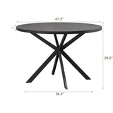 ChooChoo 47.2 Inch Round Dining Table for 4, Farmhouse Wood Kitchen Table, Circle Dinner Table for Kitchen & Dining Room, Black ChooChoo