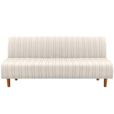 H.VERSAILTEX Stretch Futon Slipcover Armless Sofa Cover Furniture Protector Without Armrests Slipcover Soft with Elastic Bottom for Kids, Spandex Jacquard Modern Stripe Design, Ivory H.VERSAILTEX
