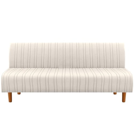 H.VERSAILTEX Stretch Futon Slipcover Armless Sofa Cover Furniture Protector Without Armrests Slipcover Soft with Elastic Bottom for Kids, Spandex Jacquard Modern Stripe Design, Ivory H.VERSAILTEX